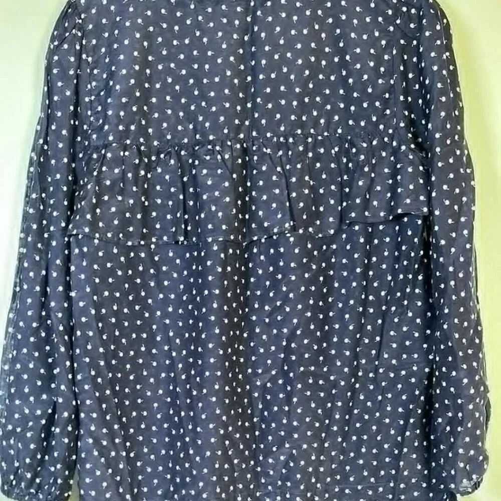 J Crew Cotton-Silk Womans XS Long Sleeve Cherry Top Coquette Cottage BusinessGir